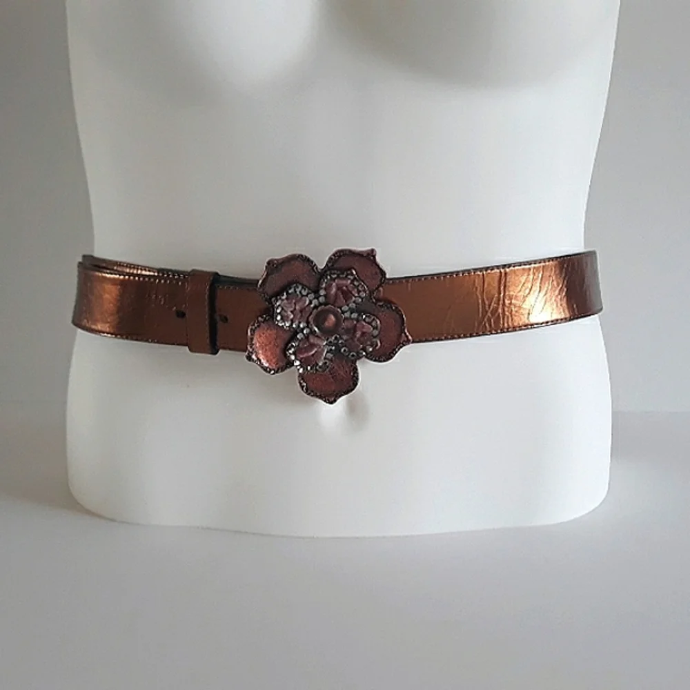 Leatherock Austrian Crystal Semi-Precious Stone Metal Buckle Soft Leathe…